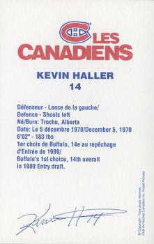 1992-93 Montreal Canadiens #NNO Kevin Haller Back