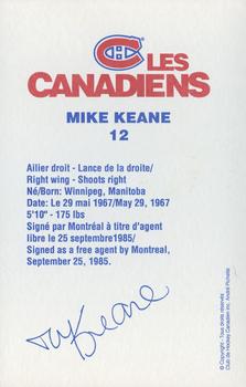 1992-93 Montreal Canadiens #NNO Mike Keane Back