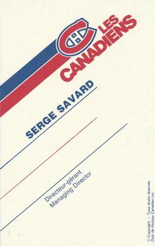 1987-88 Montreal Canadiens Postcards #NNO Serge Savard Back