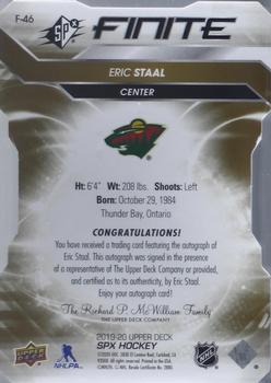 2019-20 SPx - Finite Die Cut Variant Autographs #F-46 Eric Staal Back