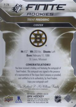 2019-20 SPx - Finite Die Cut Variant Autographs #F-78 Trent Frederic Back