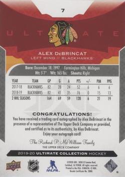 2019-20 Upper Deck Ultimate Collection - Autographs #7 Alex DeBrincat Back
