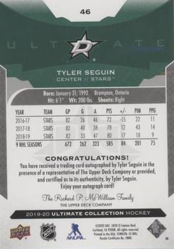 2019-20 Upper Deck Ultimate Collection - Autographs #46 Tyler Seguin Back