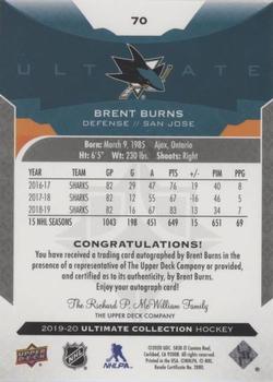 2019-20 Upper Deck Ultimate Collection - Autographs #70 Brent Burns Back