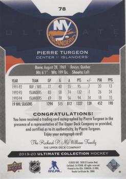 2019-20 Upper Deck Ultimate Collection - Autographs #78 Pierre Turgeon Back