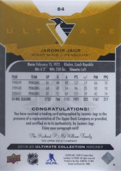 2019-20 Upper Deck Ultimate Collection - Autographs #84 Jaromir Jagr Back