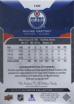 2019-20 Upper Deck Ultimate Collection - Autographs #100 Wayne Gretzky Back