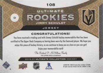 2019-20 Upper Deck Ultimate Collection - Ultimate Rookies Jersey #108 Jimmy Schuldt Back