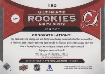 2019-20 Upper Deck Ultimate Collection - Ultimate Rookies Jersey #180 Nikita Gusev Back