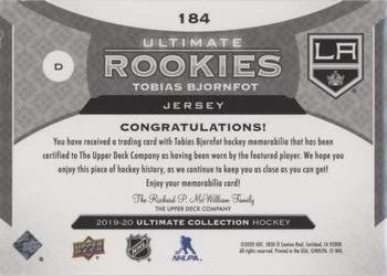 2019-20 Upper Deck Ultimate Collection - Ultimate Rookies Jersey #184 Tobias Bjornfot Back