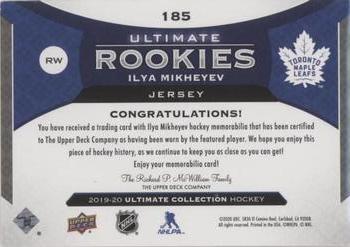 2019-20 Upper Deck Ultimate Collection - Ultimate Rookies Jersey #185 Ilya Mikheyev Back