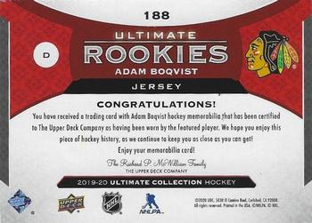 2019-20 Upper Deck Ultimate Collection - Ultimate Rookies Jersey #188 Adam Boqvist Back