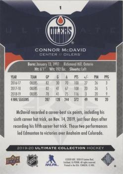 2019-20 Upper Deck Ultimate Collection - Onyx Black #1 Connor McDavid Back