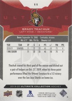 2019-20 Upper Deck Ultimate Collection - Onyx Black #11 Brady Tkachuk Back