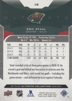 2019-20 Upper Deck Ultimate Collection - Onyx Black #18 Eric Staal Back