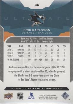 2019-20 Upper Deck Ultimate Collection - Onyx Black #36 Erik Karlsson Back
