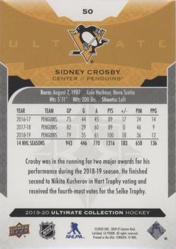 2019-20 Upper Deck Ultimate Collection - Onyx Black #50 Sidney Crosby Back