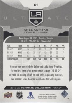 2019-20 Upper Deck Ultimate Collection - Onyx Black #51 Anze Kopitar Back