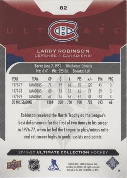 2019-20 Upper Deck Ultimate Collection - Onyx Black #82 Larry Robinson Back