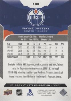 2019-20 Upper Deck Ultimate Collection - Onyx Black #100 Wayne Gretzky Back