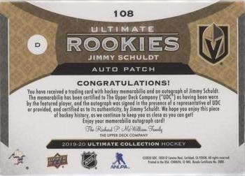 2019-20 Upper Deck Ultimate Collection - Ultimate Rookies Auto Patch #108 Jimmy Schuldt Back