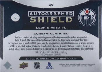 2019-20 Upper Deck Ultimate Collection - Autographed Shields #45 Leon Draisaitl Back