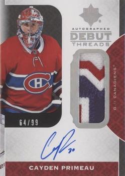 2019-20 Upper Deck Ultimate Collection - Autographed Debut Threads #DT-CP Cayden Primeau Front