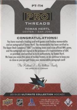 2019-20 Upper Deck Ultimate Collection - Pro Threads #PT-TH Tomas Hertl Back