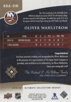 2019-20 Upper Deck Ultimate Collection - Retro Ultimate Rookies Autographed #RRA-OW Oliver Wahlstrom Back