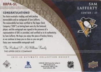 2019-20 Upper Deck Ultimate Collection - Retro Ultimate Rookies Autographed Patch Variations #RRPA-SL Sam Lafferty Back