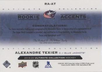2019-20 Upper Deck Ultimate Collection - Rookie Accents #RA-AT Alexandre Texier Back