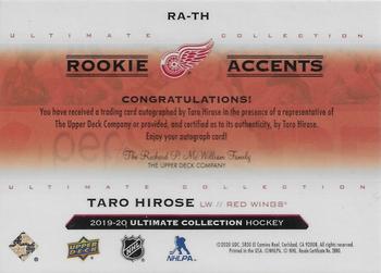 2019-20 Upper Deck Ultimate Collection - Rookie Accents #RA-TH Taro Hirose Back