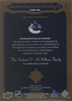 2019-20 Upper Deck Ultimate Collection - Signature Masterpieces #USM-QH Quinn Hughes Back
