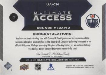 2019-20 Upper Deck Ultimate Collection - Ultimate Access Jersey #UA-CM Connor McDavid Back