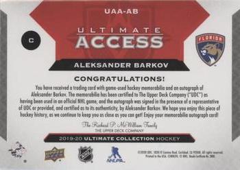 2019-20 Upper Deck Ultimate Collection - Ultimate Access Copper Patch Auto #UAA-AB Aleksander Barkov Back