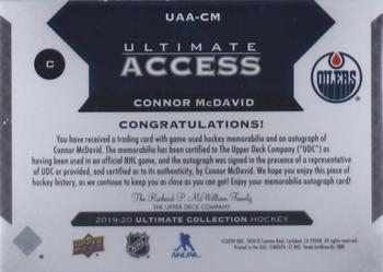 2019-20 Upper Deck Ultimate Collection - Ultimate Access Copper Patch Auto #UAA-CM Connor McDavid Back