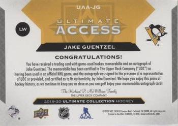 2019-20 Upper Deck Ultimate Collection - Ultimate Access Copper Patch Auto #UAA-JG Jake Guentzel Back