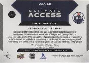 2019-20 Upper Deck Ultimate Collection - Ultimate Access Copper Patch Auto #UAA-LD Leon Draisaitl Back