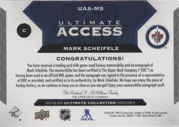 2019-20 Upper Deck Ultimate Collection - Ultimate Access Copper Patch Auto #UAA-MS Mark Scheifele Back