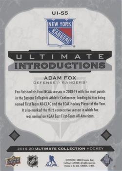 2019-20 Upper Deck Ultimate Collection - Ultimate Introductions #UI-55 Adam Fox Back