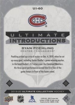 2019-20 Upper Deck Ultimate Collection - Ultimate Introductions #UI-60 Ryan Poehling Back