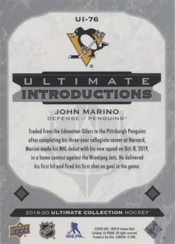 2019-20 Upper Deck Ultimate Collection - Ultimate Introductions #UI-76 John Marino Back