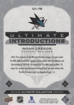 2019-20 Upper Deck Ultimate Collection - Ultimate Introductions #UI-78 Noah Gregor Back