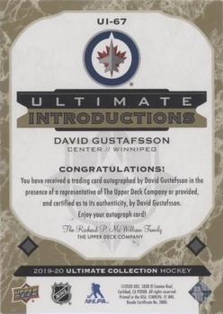 2019-20 Upper Deck Ultimate Collection - Ultimate Introductions Gold Autographs #UI-67 David Gustafsson Back