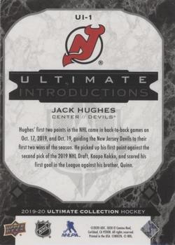 2019-20 Upper Deck Ultimate Collection - Ultimate Introductions Onyx Black #UI-1 Jack Hughes Back