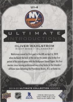 2019-20 Upper Deck Ultimate Collection - Ultimate Introductions Onyx Black #UI-4 Oliver Wahlstrom Back