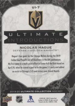 2019-20 Upper Deck Ultimate Collection - Ultimate Introductions Onyx Black #UI-7 Nicolas Hague Back