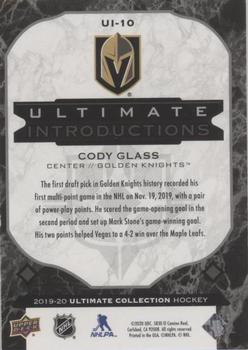2019-20 Upper Deck Ultimate Collection - Ultimate Introductions Onyx Black #UI-10 Cody Glass Back
