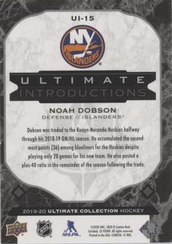 2019-20 Upper Deck Ultimate Collection - Ultimate Introductions Onyx Black #UI-15 Noah Dobson Back