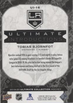 2019-20 Upper Deck Ultimate Collection - Ultimate Introductions Onyx Black #UI-16 Tobias Bjornfot Back